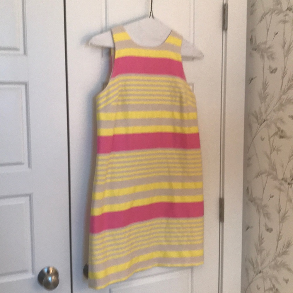 Pink and yellow shift dress from the Loft